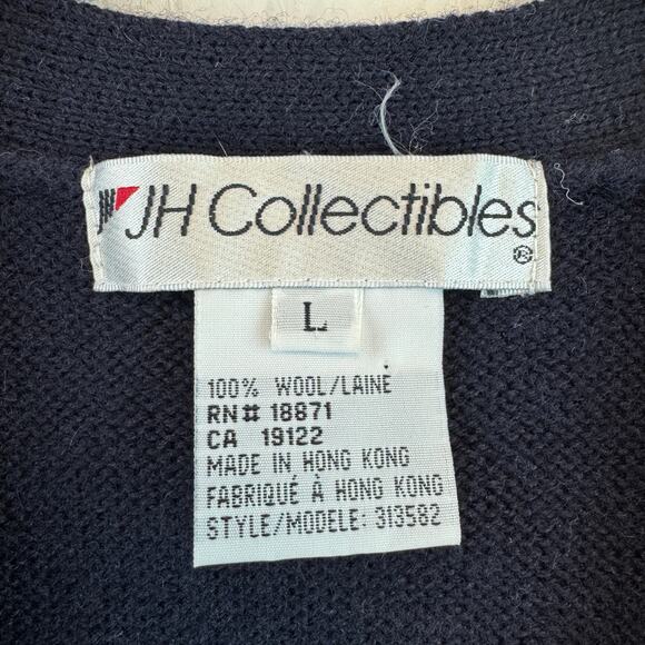 VTG JH Collectibles Blue Wool Fair Isle Beaded Button-Up Sweater Vest Size Large - Picture 7 of 13